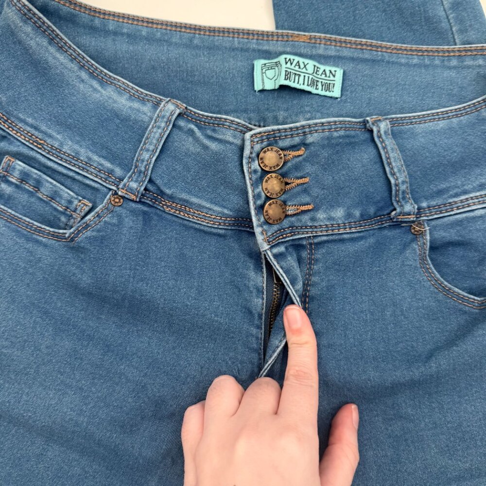 Wax Jean Medium Wash Skinny Jeans | Butt, I Love You! | Size 13 - Picture 4 of 9
